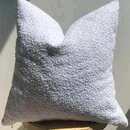 White Boucle Pillow Cover, Cotton Wool Blend, Boho Decor - thumbnail 3