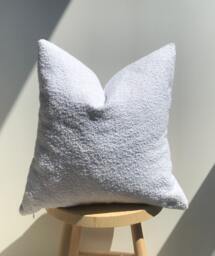 White Boucle Pillow Cover, Cotton Wool Blend, Boho Decor - thumbnail 1