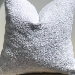 White Boucle Pillow Cover, Cotton Wool Blend, Boho Decor - thumbnail 4