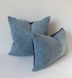 Indigo Block Print Hmong Handmade Pillows Batik Cotton Fabric Decorative Cushions Throw - thumbnail 1