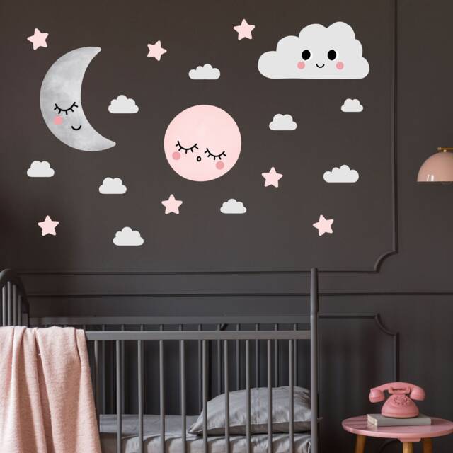 Dreamers Moon, Stars & Clouds, Plastic-Free Wall Stickers For Kids Rooms - image 1