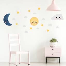 Dreamers Moon, Stars & Clouds, Plastic-Free Wall Stickers For Kids Rooms - thumbnail 2