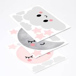 Dreamers Moon, Stars & Clouds, Plastic-Free Wall Stickers For Kids Rooms - thumbnail 4