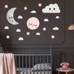 Dreamers Moon, Stars & Clouds, Plastic-Free Wall Stickers For Kids Rooms