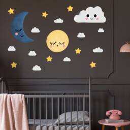 Dreamers Moon, Stars & Clouds, Plastic-Free Wall Stickers For Kids Rooms - thumbnail 3