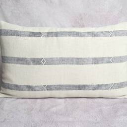 Handwoven Karen Textile Lumbar Pillow, Neutral Ethnic Throw 12x20 - thumbnail 3