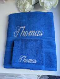 Personalised Embroidered Cotton Towel Set Custom Name, Luxury Bath & Face Cloth