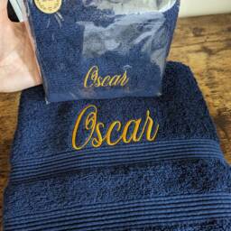 Personalised Embroidered Cotton Towel Set Custom Name, Luxury Bath & Face Cloth - thumbnail 2