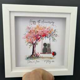 Handmade Pebble Art Couple Gift, 50Th Anniversary Keepsake Wall Decor - thumbnail 3