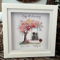Handmade Pebble Art Couple Gift, 50Th Anniversary Keepsake Wall Decor - thumbnail 2