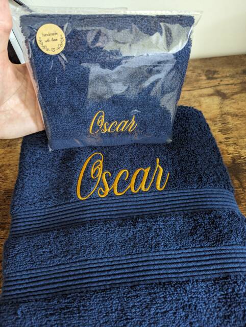 Personalised Embroidered Cotton Towel Set Custom Name, Luxury Bath & Face Cloth - image 1
