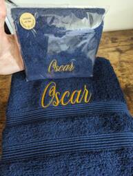 Personalised Embroidered Cotton Towel Set Custom Name, Luxury Bath & Face Cloth - thumbnail 1
