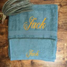 Personalised Embroidered Cotton Towel Set Custom Name, Luxury Bath & Face Cloth - thumbnail 2