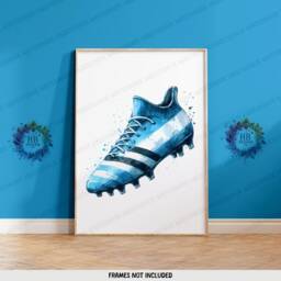 Boys Football Wall Art - Set Of 3 Posters - Custom Bedroom Decor Kids Prints Soccer Artwork Personalised Footballer Gift Blue - thumbnail 3