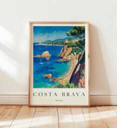 Costa Brava Spain Travel Poster Mediterranean Coastal Wall Art - thumbnail 1