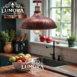 Vintage Industrial Semi Flush Ceiling Light E27 Metal Pendant Lamp Indoor Matte Shade Retro Lighting For Living Room Kitchen Bedroom Hallway - thumbnail 3