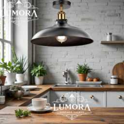 Vintage Industrial Semi Flush Ceiling Light E27 Metal Pendant Lamp Indoor Matte Shade Retro Lighting For Living Room Kitchen Bedroom Hallway - thumbnail 4