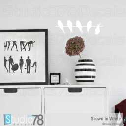 Birds On A Wire Vinyl Wall Decal - Modern Silhouette Decor 12x4 - thumbnail 2