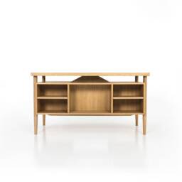 Versatile Oak Desk, Stylish Design For Home & Office, Solid Wood Workspace, Artisan Crafted, Modern Minimalist Style - thumbnail 4