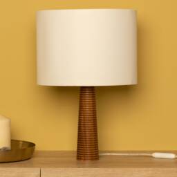 Handcrafted Wooden Table Lamp Modern Rustic Bedside Light - thumbnail 3