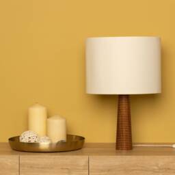 Handcrafted Wooden Table Lamp Modern Rustic Bedside Light - thumbnail 2