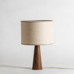 Handcrafted Wooden Table Lamp Modern Rustic Bedside Light - thumbnail 1