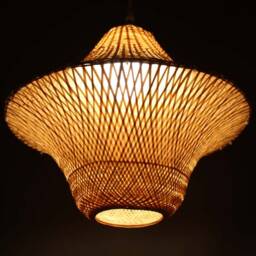 Hand Woven Bamboo Ufo Lamp Rustic Lighting Fixture - thumbnail 2