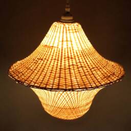 Hand Woven Bamboo Ufo Lamp Rustic Lighting Fixture - thumbnail 3
