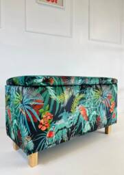Ottoman in Becca Who Velvet Rainforest Rush Tropic