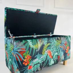 Ottoman in Becca Who Velvet Rainforest Rush Tropic - thumbnail 2