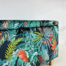 Ottoman in Becca Who Velvet Rainforest Rush Tropic - thumbnail 3