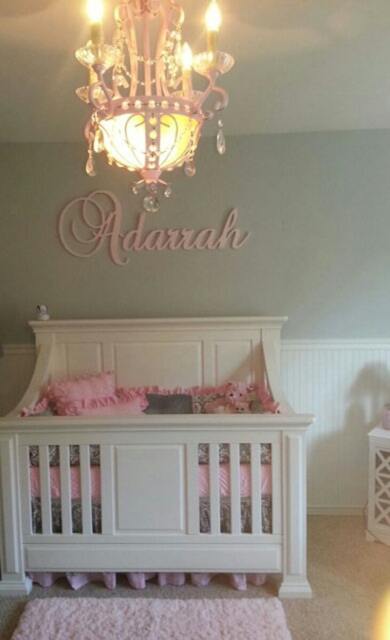 Wall Decor Glittered Wooden Sign Letters For Nursery Decorative Kids Room Baby Name Script Hanging - image 1