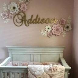 Wall Decor Glittered Wooden Sign Letters For Nursery Decorative Kids Room Baby Name Script Hanging - thumbnail 3