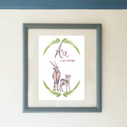 A Is For Antelope, Nursery Art, Animal Letter A, Decor, Antelope Art - thumbnail 2