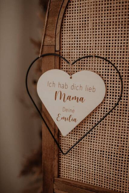 Gift Idea For Mother's Day I Metal Heart Personalized With Wooden - image 1