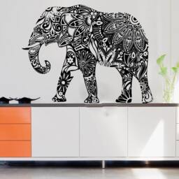 Wall Decals Elephant Floral Yoga India Buddha Decal Vinyl Sticker Bedroom Home Decor Art Murals Ms687 - thumbnail 1