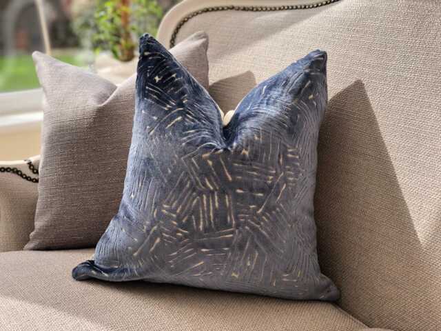 Blue Velvet Costal Cushion Cover, Decorative Throw Pillow Cover - House Warming Gift - image 1