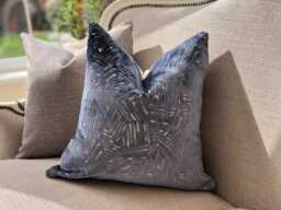 Blue Velvet Costal Cushion Cover, Decorative Throw Pillow Cover - House Warming Gift - thumbnail 1