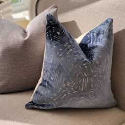 Blue Velvet Costal Cushion Cover, Decorative Throw Pillow Cover - House Warming Gift - thumbnail 2
