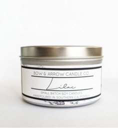 8 Oz Natural Soy Candle Lilac Scented - Tin Flower Candles Floral