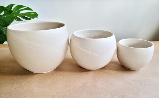 Ceramic Round Planter, Pots For Plants, Bowl Indoor Plant Pot, Succulent Beige Planter Cactus, Tabletop Pot Small & Large - image 1