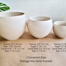 Ceramic Round Planter, Pots For Plants, Bowl Indoor Plant Pot, Succulent Beige Planter Cactus, Tabletop Pot Small & Large - thumbnail 2