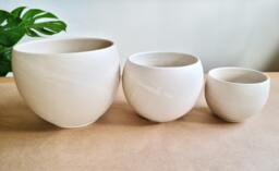 Ceramic Round Planter, Pots For Plants, Bowl Indoor Plant Pot, Succulent Beige Planter Cactus, Tabletop Pot Small & Large