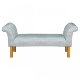 Handmade Blue Trellis Fabric Settle Bench - British Custom Made - thumbnail 2