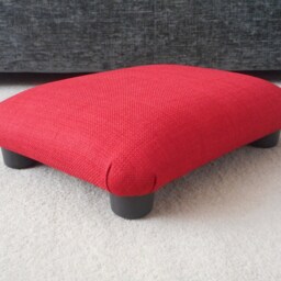 Red Linen Look Footstool Small Handmade Bed Step Stool. Ud - thumbnail 3