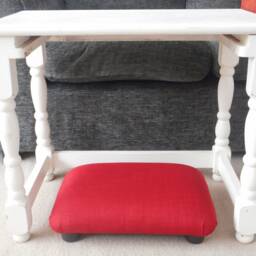 Red Linen Look Footstool Small Handmade Bed Step Stool. Ud - thumbnail 2