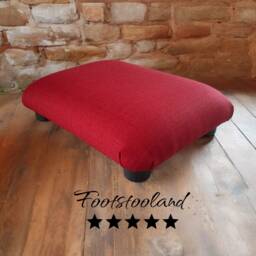 Red Linen Look Footstool Small Handmade Bed Step Stool. Ud