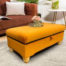 Flat Top Opusto Upholstered Storage Box Ottoman in Plush Velvet - thumbnail 2
