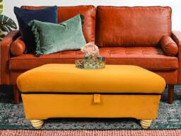Flat Top Opusto Upholstered Storage Box Ottoman in Plush Velvet