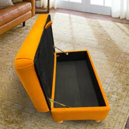 Flat Top Opusto Upholstered Storage Box Ottoman in Plush Velvet - thumbnail 3